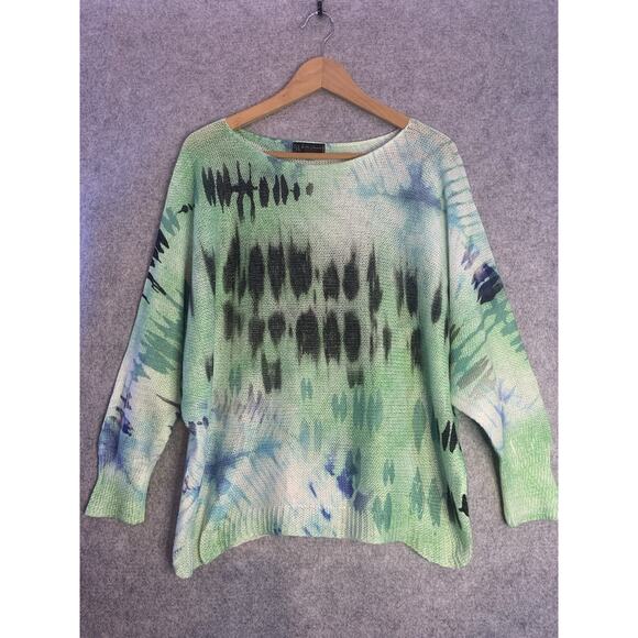 Bella Amore Med/Large Mint, Blue & White‎ Tye Dye Long Sleeve Knit Sweater - Picture 1 of 9